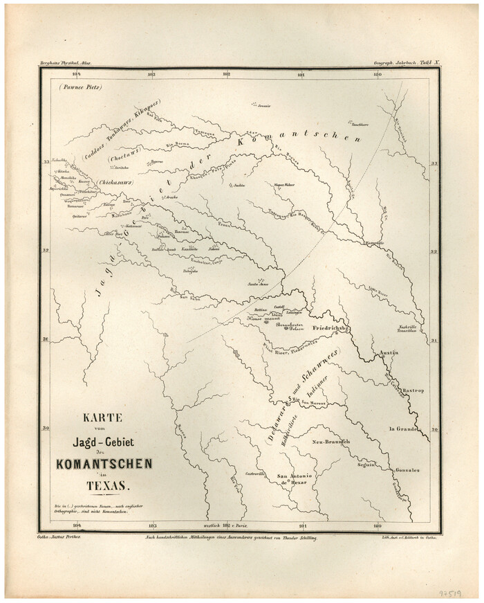 97519, Karte vom Jagd-Cebiet der Komantschen in Texas, General Map Collection