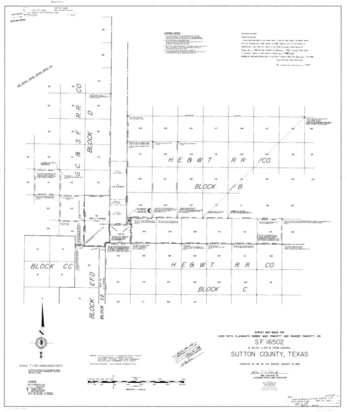 9981, Sutton County Rolled Sketch 69, General Map Collection
