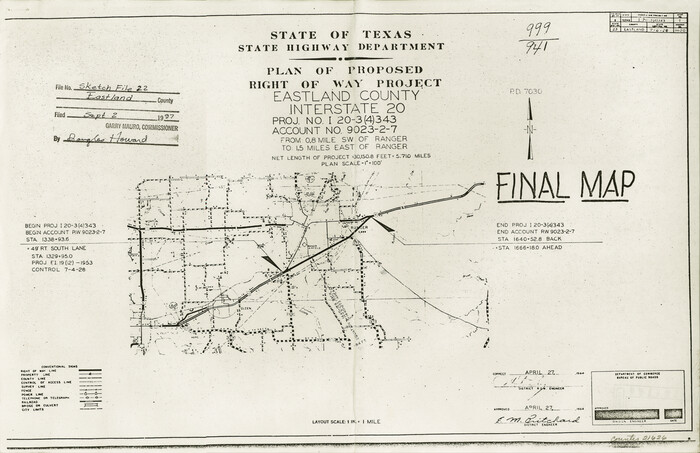 21626, Eastland County Sketch File 22, General Map Collection
