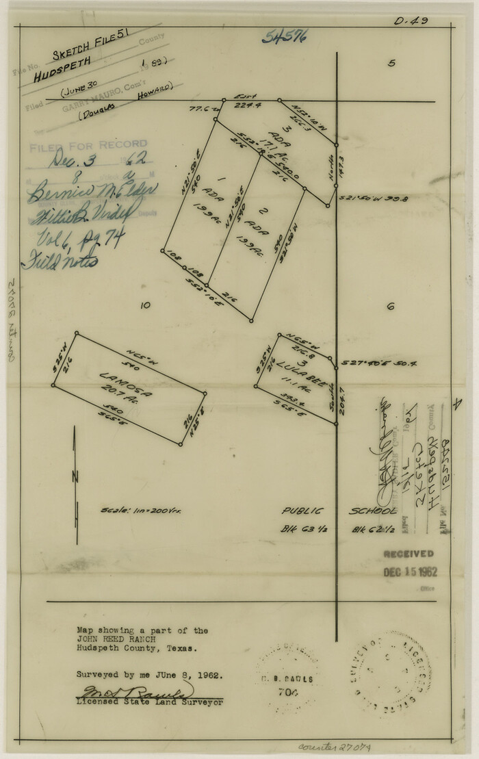 27074, Hudspeth County Sketch File 51, General Map Collection