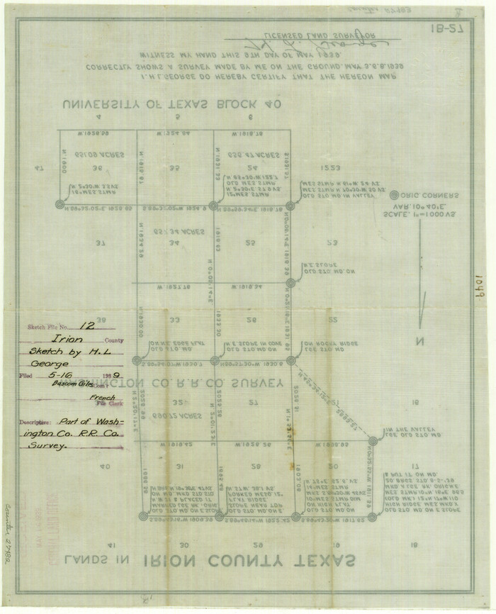 27482, Irion County Sketch File 12, General Map Collection