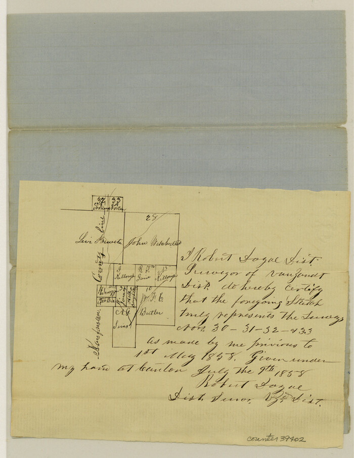 39402, Van Zandt County Sketch File 13, General Map Collection