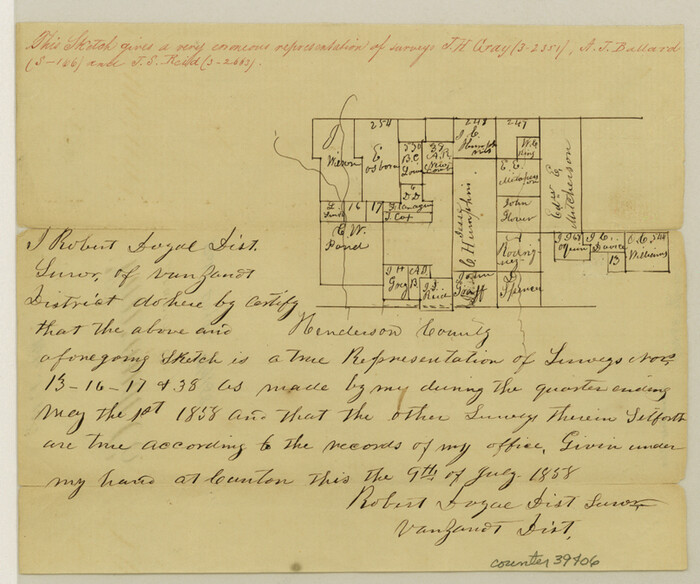 39406, Van Zandt County Sketch File 15a, General Map Collection