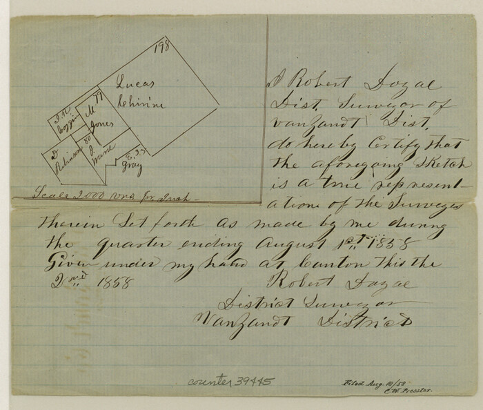 39445, Van Zandt County Sketch File 26, General Map Collection