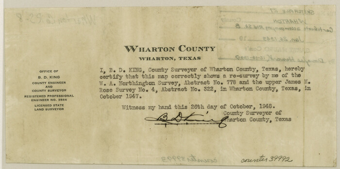 39992, Wharton County Sketch File 27, General Map Collection