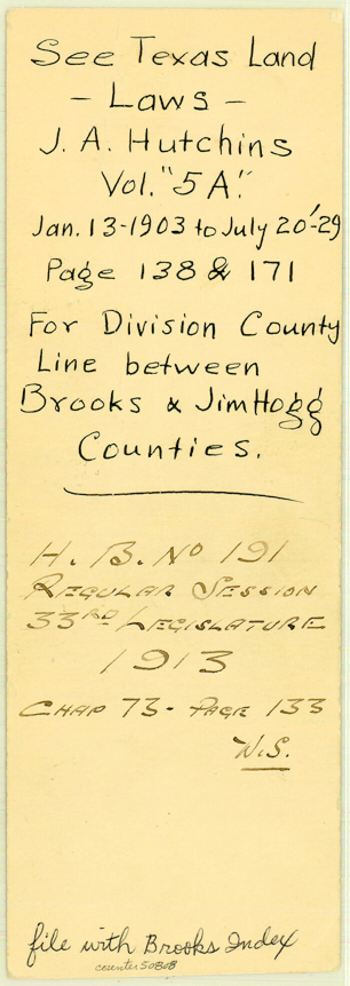 50808, Brooks County Boundary File Index, General Map Collection