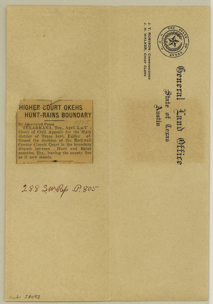 58092, Rains County Boundary File 2, General Map Collection