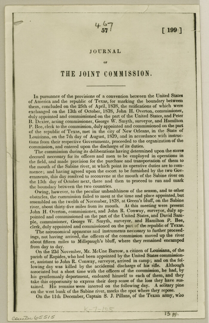 65515, Journal of the Joint Commission, General Map Collection