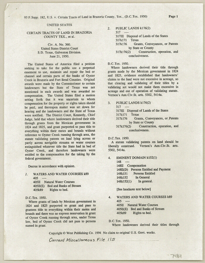 74811, Current Miscellaneous File 115, General Map Collection