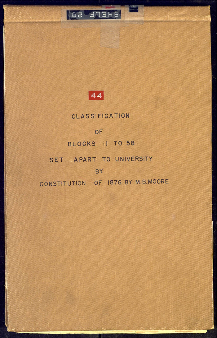 81726, Classification of Blocks 1 to 58, Set Apart to University by Constitution of 1876 by M. B. Moore, General Map Collection
