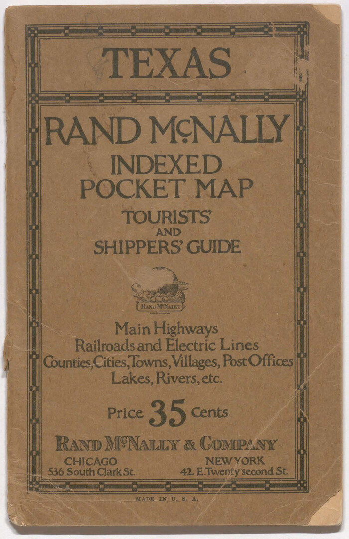 95854, Texas - Rand McNally Indexed Pocket Map - Tourists' and Shippers' Guide - Main Highways, Railroads, and Electric Lines, Counties, Cities, Towns, Villages, Post Offices, Lakes, Rivers, etc., Cobb Digital Map Collection