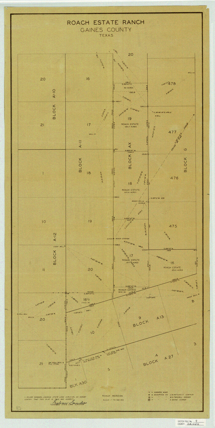 11524, Gaines County Sketch File 9, General Map Collection