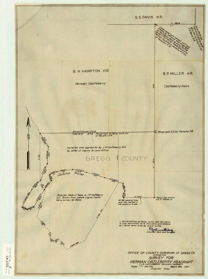 11586, Gregg County Sketch File 4, General Map Collection