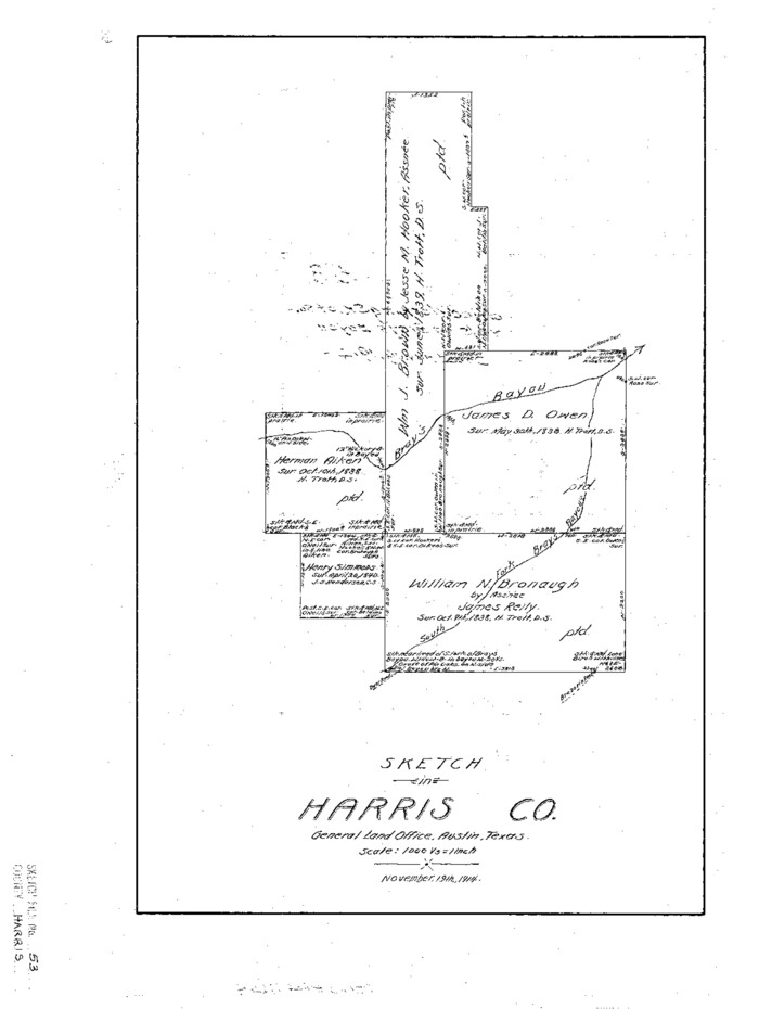 11654, Harris County Sketch File 53, General Map Collection