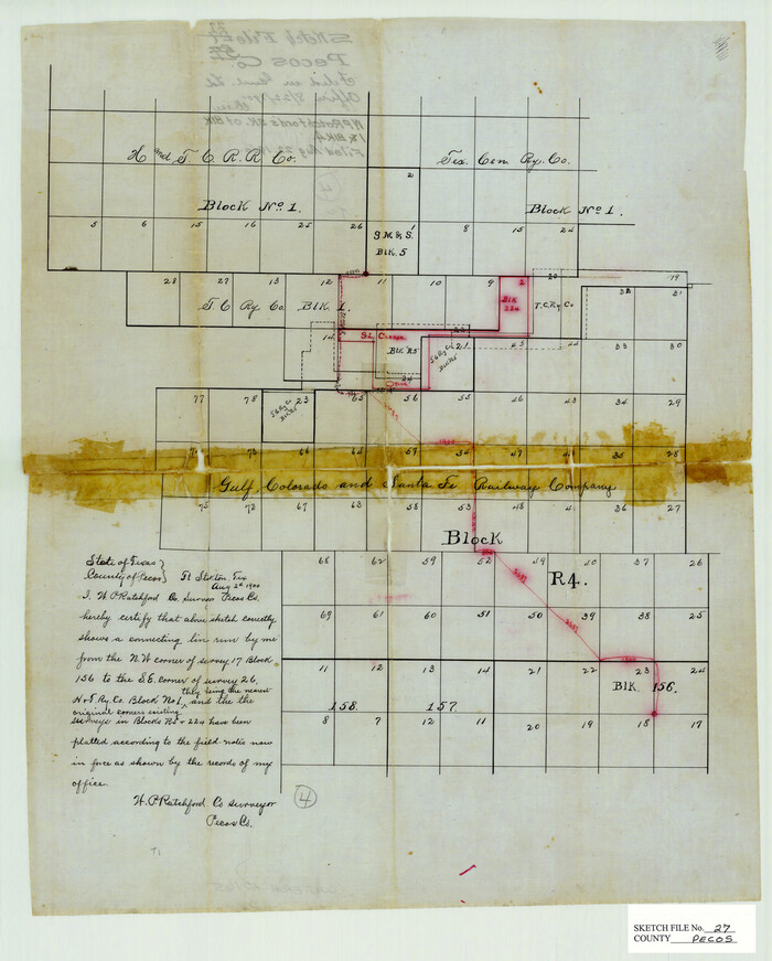 12165, Pecos County Sketch File 27, General Map Collection