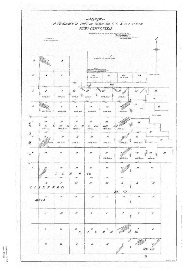 12174, Pecos County Sketch File 31 1/2, General Map Collection