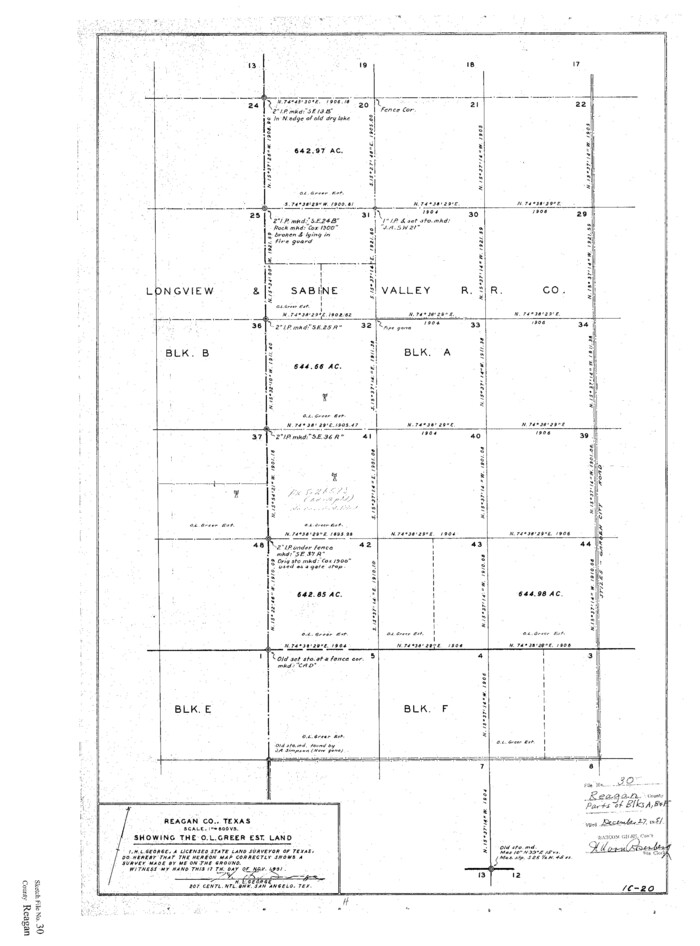 12226, Reagan County Sketch File 30, General Map Collection