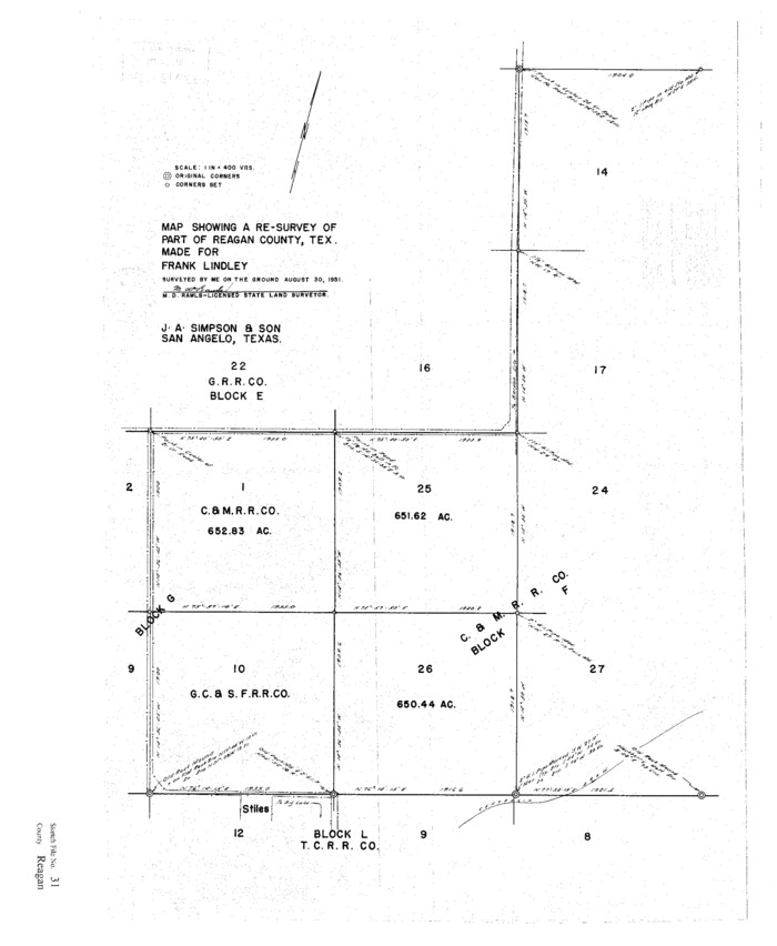 12227, Reagan County Sketch File 31, General Map Collection