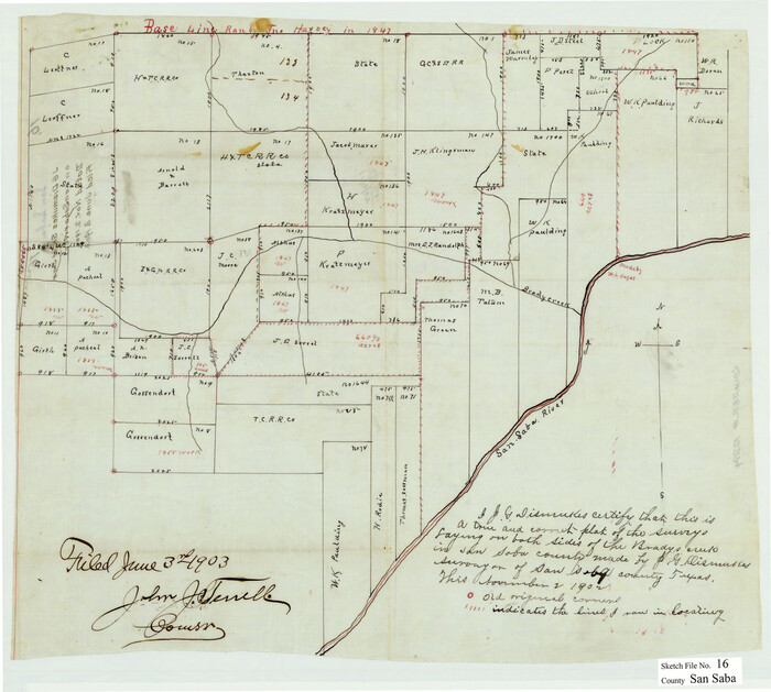 12294, San Saba County Sketch File 16, General Map Collection
