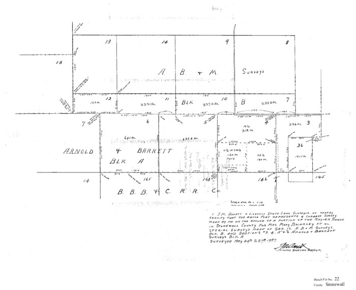 12368, Stonewall County Sketch File 22, General Map Collection