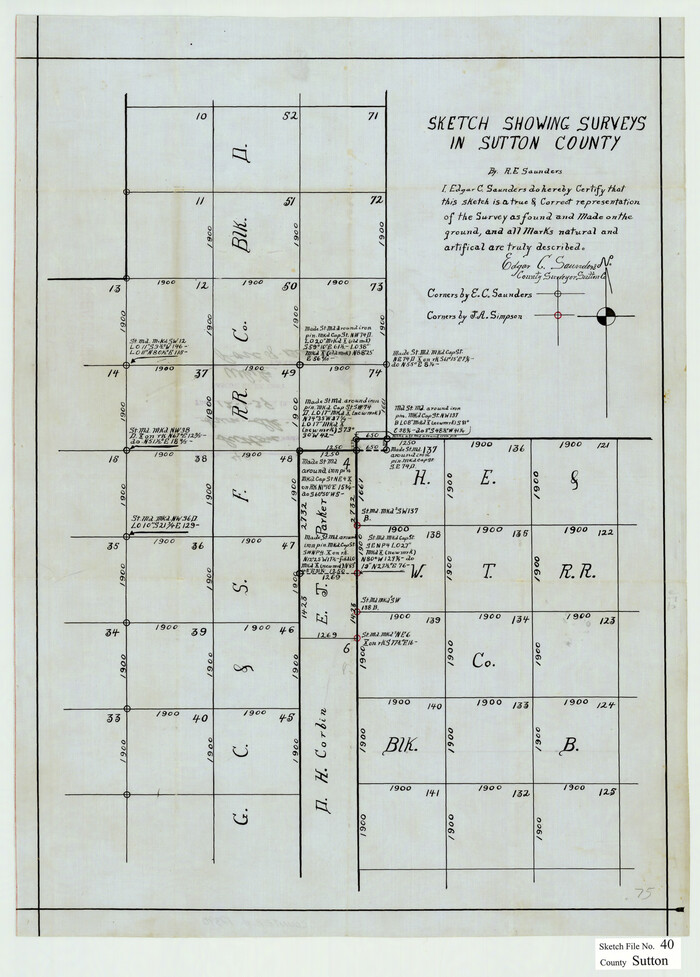 12390, Sutton County Sketch File 40, General Map Collection
