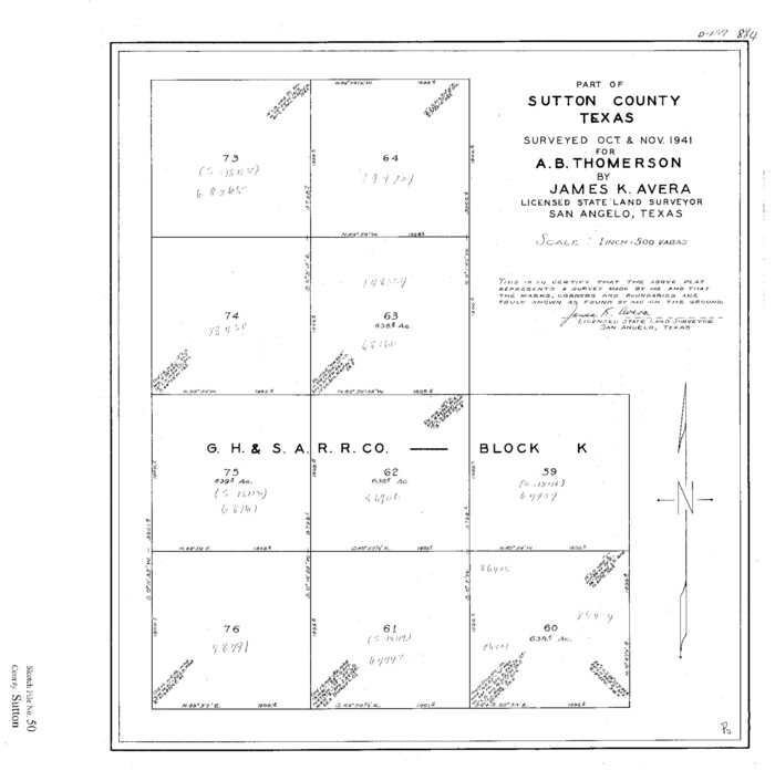 12392, Sutton County Sketch File 50, General Map Collection