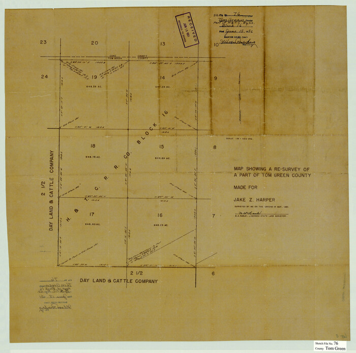 12450, Tom Green County Sketch File 76, General Map Collection
